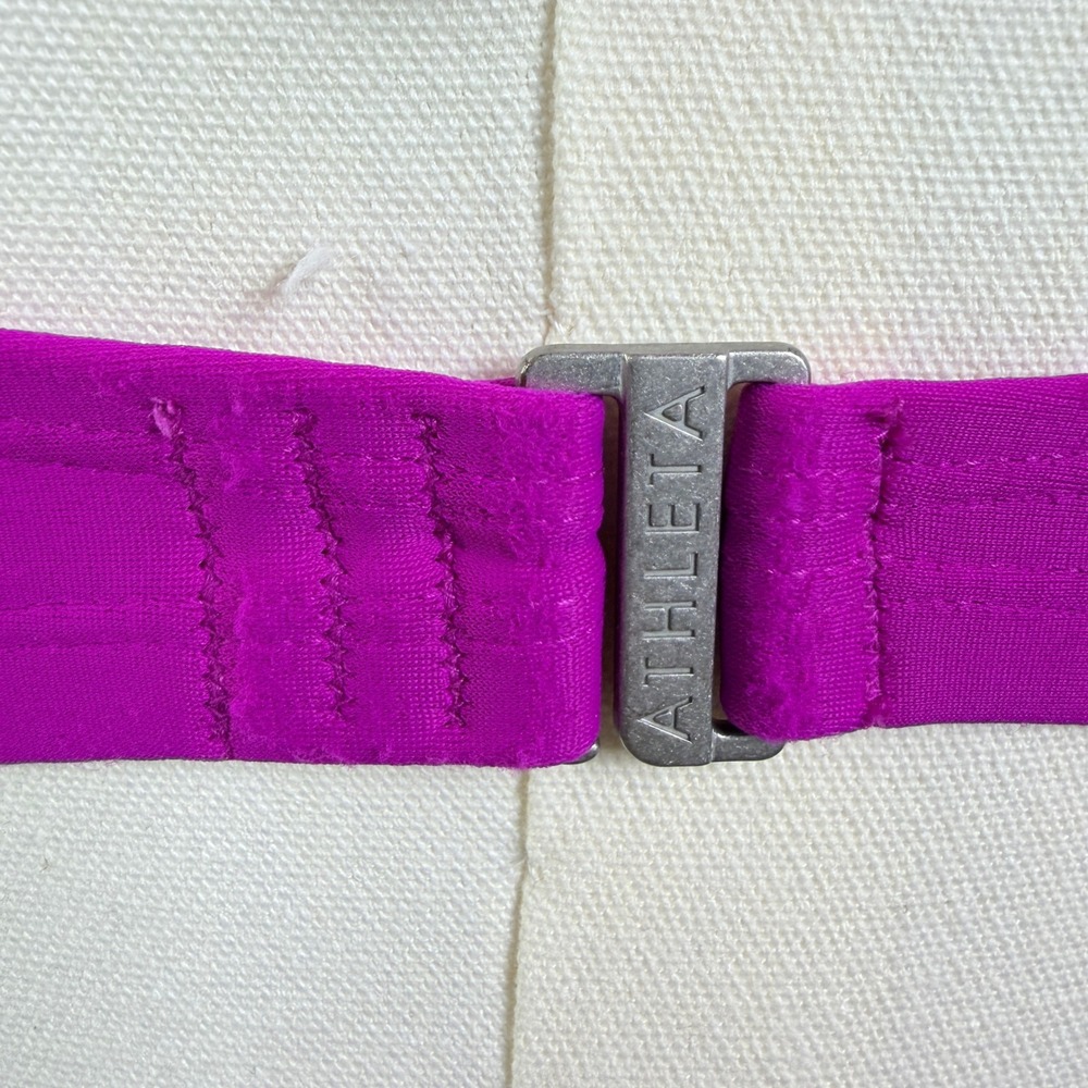 Athleta Magenta Purple Halter Twist Bikini Top 34 D/DD and Boy Short Bottoms Set - Picture 11 of 12